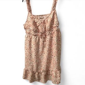 SO Floral Ruffle Sundress in Cream and Coral with dress lining and pockets